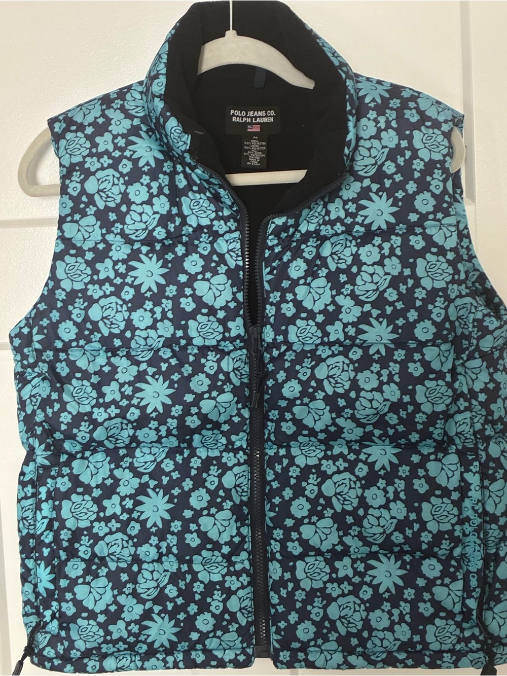 Polo Jeans Co. Ralph Lauren Navy & Aqua Floral Quilted Puffer Vest